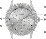  Shop Authentic Guess Bedazzle Diamonds Silver Dial Silver Steel Strap Watch For Women - W1097L1 - Luxxuri