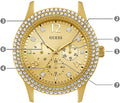  Shop Authentic Guess Bedazzle Diamonds Gold Dial Gold Steel Strap Watch For Women - W1097L2 - Luxxuri