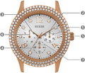  Shop Authentic Guess Bedazzle Diamonds Silver Dial Rose Gold Steel Strap Watch For Women - W1097L3 - Luxxuri