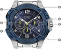  Shop Authentic Guess Genesis Multi Function Analog Blue Dial Blue Rubber Strap Watch For Men - W1254G1 - Luxxuri