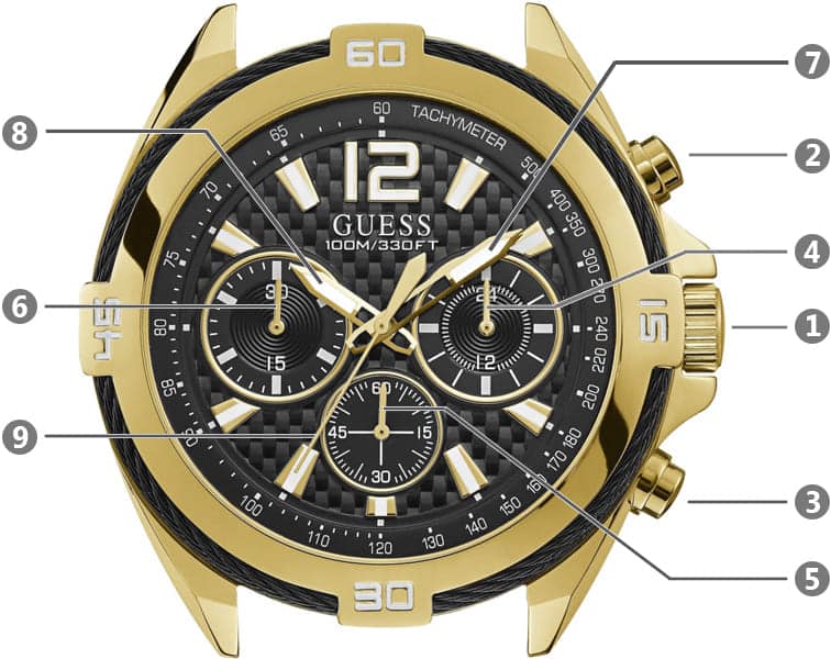 Shop Authentic Guess Surge Chronograph Black Dial Gold Steel Strap Watch for Men - W1258G2 - Luxxuri