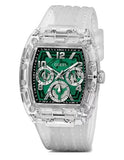  Shop Authentic Guess Phoenix Quartz Green Dial Transparent Silicone Strap Watch For Men - GW0499G8 - Luxxuri