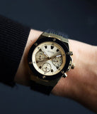  Shop Authentic Guess Athena Gold Dial Black Rubber Strap Watch For Women - GW0030L2 - Luxxuri