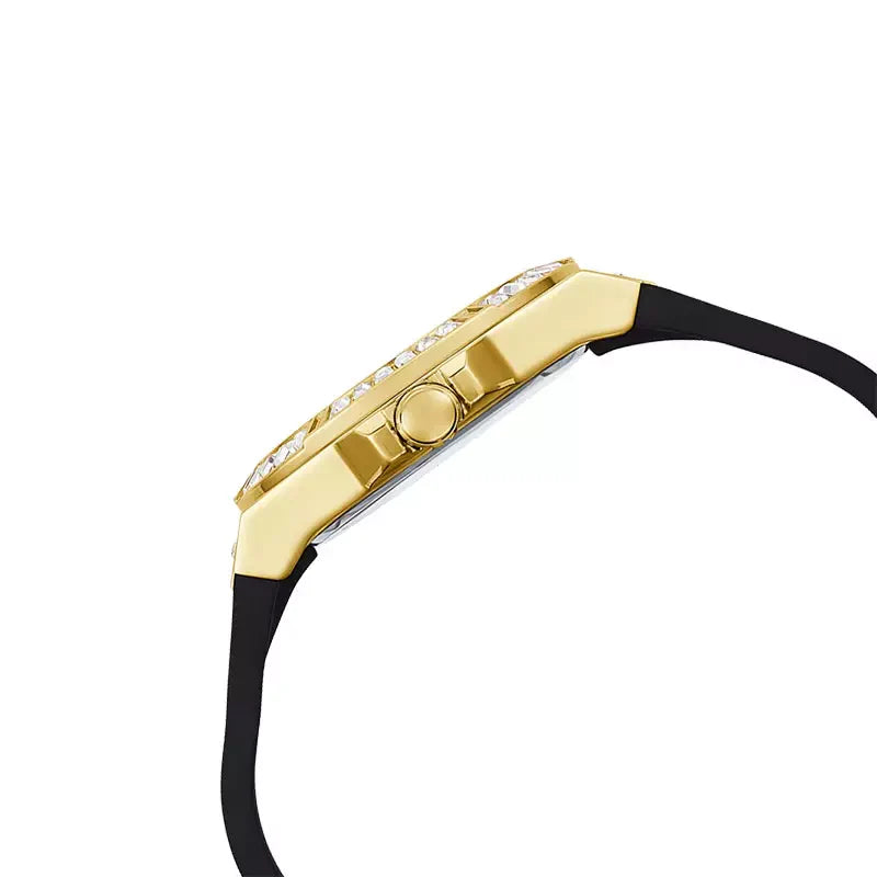 Guess Venus Diamonds Black Dial Black Rubber Strap Watch for Women - GW0118L1