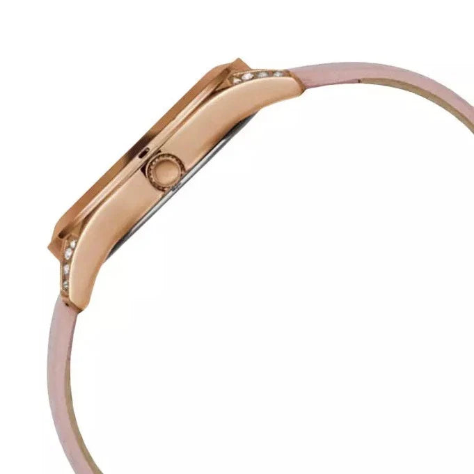  Shop Authentic Guess Wonderlust Beige Dial Pink Leather Strap Watch for Women - W1065L1 - Luxxuri