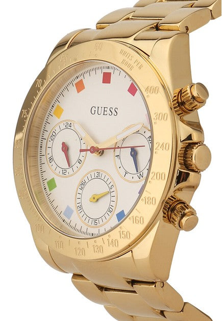  Shop Authentic Guess Exclusive Multi Color White Dial Gold Steel Strap Watch for Women - GW0457L1 - Luxxuri