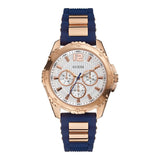  Shop Authentic Guess Interpid White & Rose Gold Dial Blue Silicone Strap Watch For Women - W0325L8 - Luxxuri
