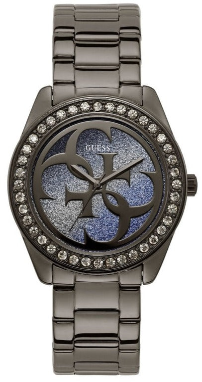  Shop Authentic Guess G Twist Diamonds Purple Dial Black Steel Strap Watch For Women - W1201L4 - Luxxuri