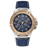  Shop Authentic Guess Rigor Analog Blue Dial Blue Denim Strap Watch For Men - W0040G6 - Luxxuri