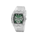  Shop Authentic Guess Phoenix Quartz Green Dial Transparent Silicone Strap Watch For Men - GW0499G8 - Luxxuri