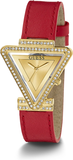  Shop Authentic Guess Fame Quartz Gold Dial Red Leather Strap Watch For Women - GW0504L2 - Luxxuri