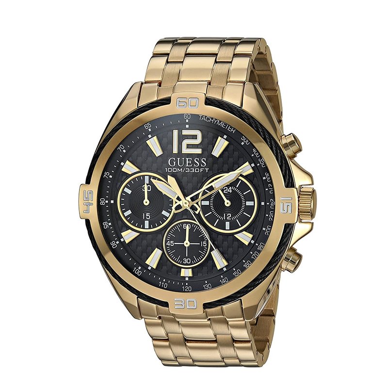  Shop Authentic Guess Surge Chronograph Black Dial Gold Steel Strap Watch for Men - W1258G2 - Luxxuri