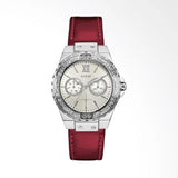  Shop Authentic Guess Limelight Quartz Diamonds White Dial Red Leather Strap Watch For Women - W0775L11 - Luxxuri