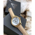  Shop Authentic Guess Mini Triangle Quartz White Dial Gold Leather Strap Watch For Women - W70015l1 - Luxxuri