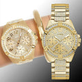  Shop Authentic Guess Frontier Diamonds Gold Dial Gold Steel Strap Watch For Women - W1156L2 - Luxxuri