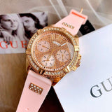  Shop Authentic Guess Frontier Diamonds Rose Gold Dial Pink Rubber Strap Watch For Women - W1160L5 - Luxxuri