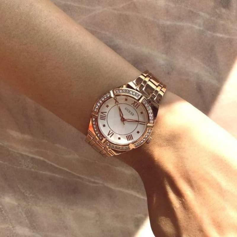  Shop Authentic Guess Cosmo Diamonds Silver Dial Rose Gold Steel Strap Watch For Women - GW0033L3 - Luxxuri