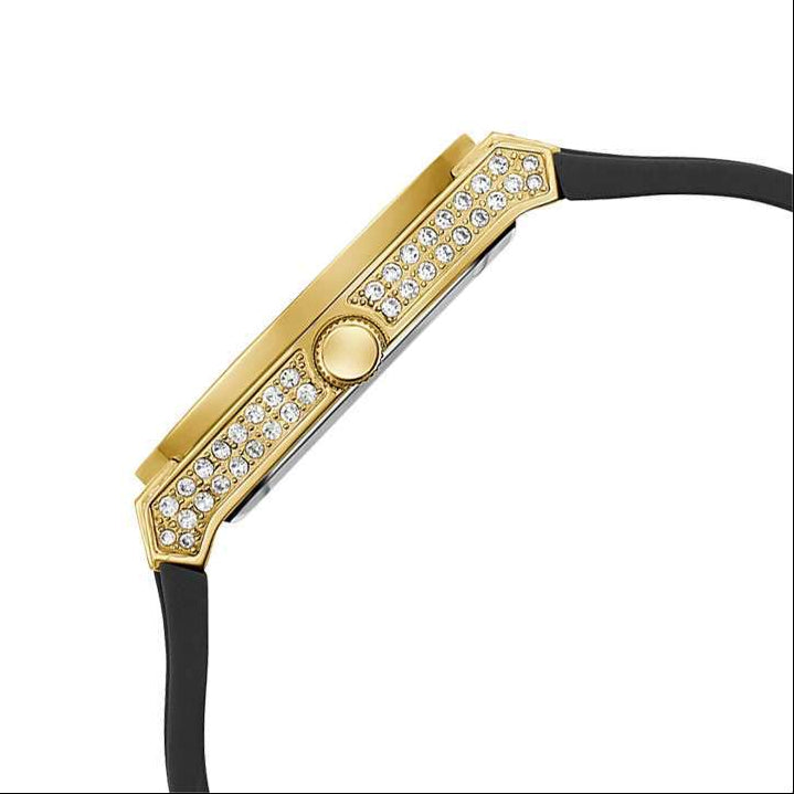  Shop Authentic Guess Princess Crystals Gold Dial Black Silicone Strap Watch For Women - GW0439L2 - Luxxuri