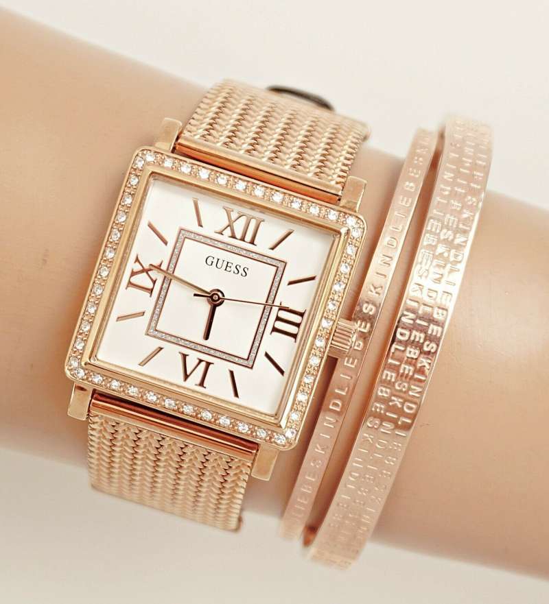  Shop Authentic Guess Highline Off White Dial Rose Gold Stainless Steel Mesh Strap Watch For Women - W0826L3 - Luxxuri