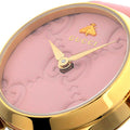  Shop Authentic Gucci G Timeless Quartz Pink Dial Pink Leather Strap Watch For Women - YA1265005 - Luxxuri