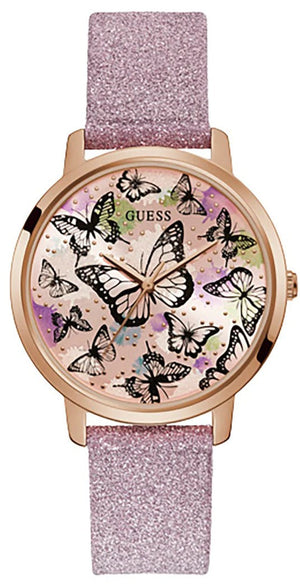  Shop Authentic Guess Mariposa Pink Dial Pink Leather Strap Watch for Women - GW0008L2 - Luxxuri