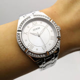  Shop Authentic Guess Cosmo Diamonds Silver Dial Silver Steel Strap Watch For Women - GW0033L1 - Luxxuri