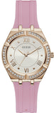  Shop Authentic Guess Cosmo Diamonds Silver Dial Pink Silicone Strap Watch for Women - GW0034L3 - Luxxuri