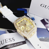  Shop Authentic Guess Phoenix Multifunction Quartz Gold Dial White Silicon Strap Watch For Men - GW0048G3 - Luxxuri
