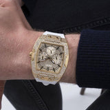  Shop Authentic Guess Phoenix Multifunction Quartz Gold Dial White Silicon Strap Watch For Men - GW0048G3 - Luxxuri