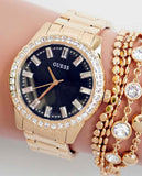  Shop Authentic Guess Sparkler Diamonds Black Dial Gold Steel Strap Watch for Women - GW0111L2 - Luxxuri
