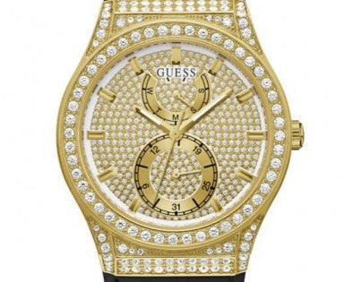  Shop Authentic Guess Princess Crystals Gold Dial Black Silicone Strap Watch For Women - GW0439L2 - Luxxuri