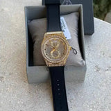  Shop Authentic Guess Princess Crystals Gold Dial Black Silicone Strap Watch For Women - GW0439L2 - Luxxuri