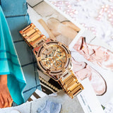  Shop Authentic Guess Queen Multifunction Rose Gold Dial Rose Gold Steel Strap Watch For Women - GW0464L3 - Luxxuri