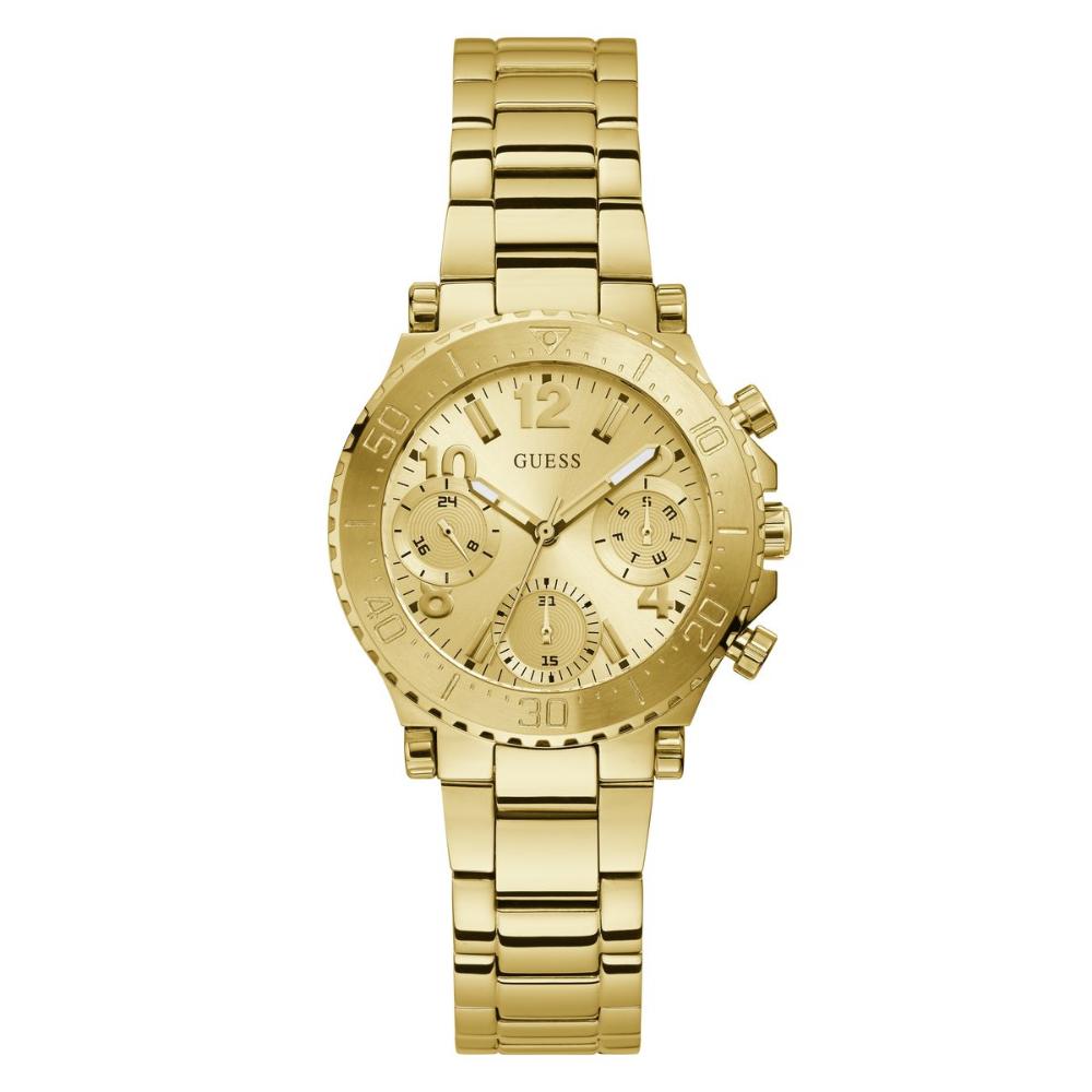  Shop Authentic Guess Cosmic Chronograph Gold Dial Gold Steel Strap Watch for Women - GW0465L1 - Luxxuri