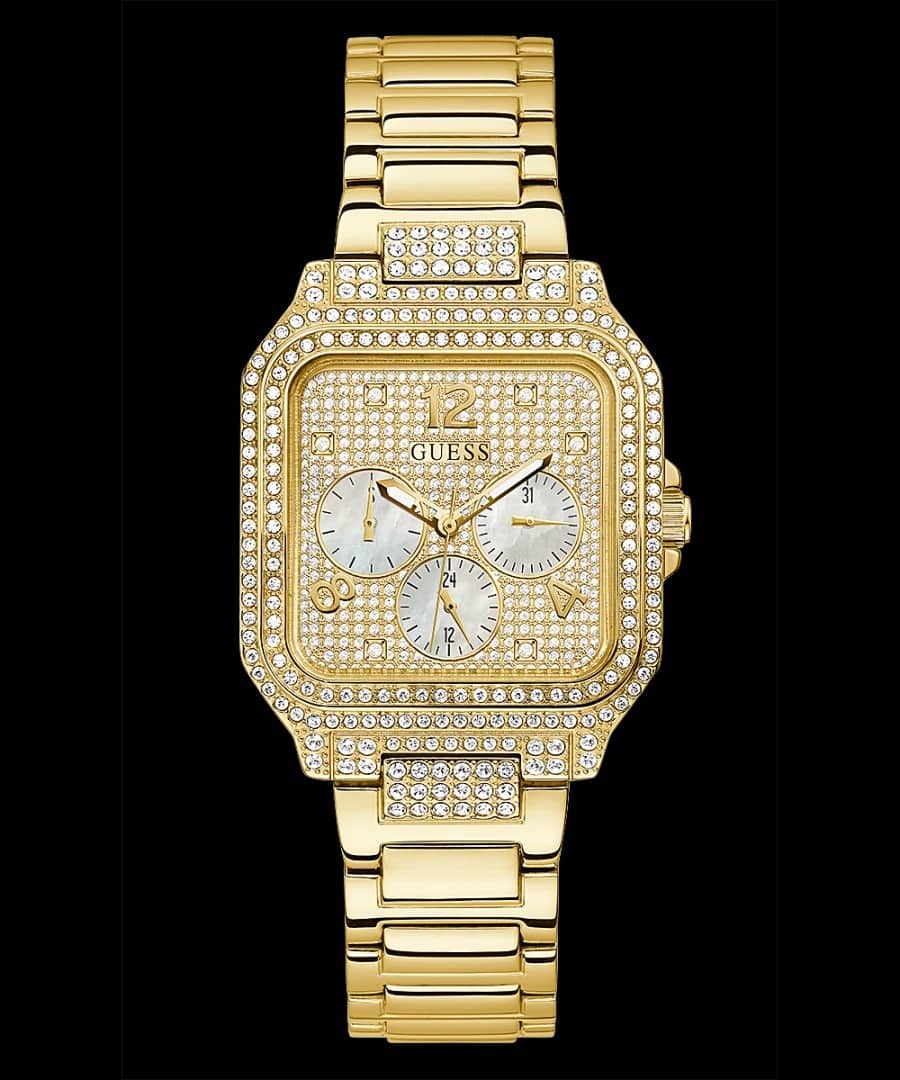  Shop Authentic Guess Deco Quartz Crystals Gold Dial Gold Steel Strap Watch For Women - GW0472L2 - Luxxuri