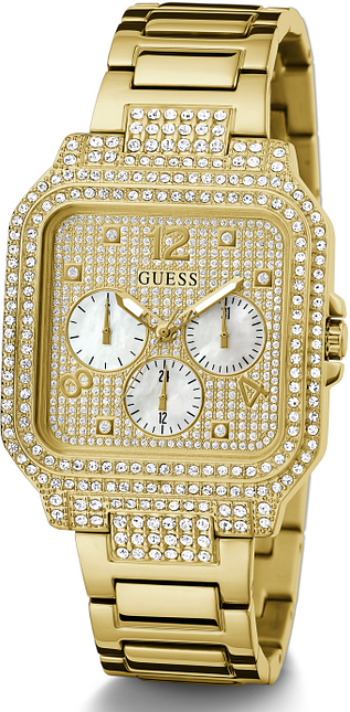  Shop Authentic Guess Deco Quartz Crystals Gold Dial Gold Steel Strap Watch For Women - GW0472L2 - Luxxuri