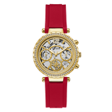  Shop Authentic Guess Solstice Diamonds Gold Dial Red Rubber Strap Watch for Women - GW0484L1 - Luxxuri