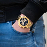  Shop Authentic Guess Empire Quartz Black Dial Gold Steel Strap Watch For Men - GW0489G2 - Luxxuri