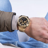  Shop Authentic Guess Empire Quartz Black Dial Gold Steel Strap Watch For Men - GW0489G2 - Luxxuri