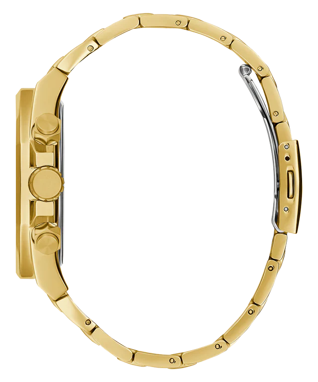 Guess Empire Quartz Black Dial Gold Steel Strap Watch For Men - GW0489G2