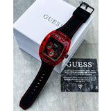  Shop Authentic Guess Phoenix Multifunction Analog Red Dial Black Silicone Strap Watch For Men - GW0499G4 - Luxxuri