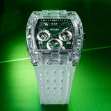  Shop Authentic Guess Phoenix Quartz Green Dial Transparent Silicone Strap Watch For Men - GW0499G8 - Luxxuri
