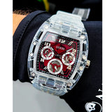  Shop Authentic Guess Phoenix Quartz Burgundy Dial Transparent Silicone Strap Watch For Men - GW0499G9 - Luxxuri