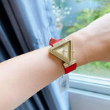  Shop Authentic Guess Fame Quartz Gold Dial Red Leather Strap Watch For Women - GW0504L2 - Luxxuri