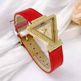  Shop Authentic Guess Fame Quartz Gold Dial Red Leather Strap Watch For Women - GW0504L2 - Luxxuri
