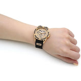  Shop Authentic Guess Queen Quartz Gold Dial Black Silicone Strap Watch For Women - GW0536L3 - Luxxuri
