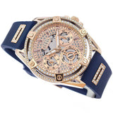  Shop Authentic Guess Queen Quartz Crystals Rose Gold Dial Blue Silicone Strap Watch For Women - GW0536L5 - Luxxuri