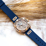  Shop Authentic Guess Queen Quartz Crystals Rose Gold Dial Blue Silicone Strap Watch For Women - GW0536L5 - Luxxuri
