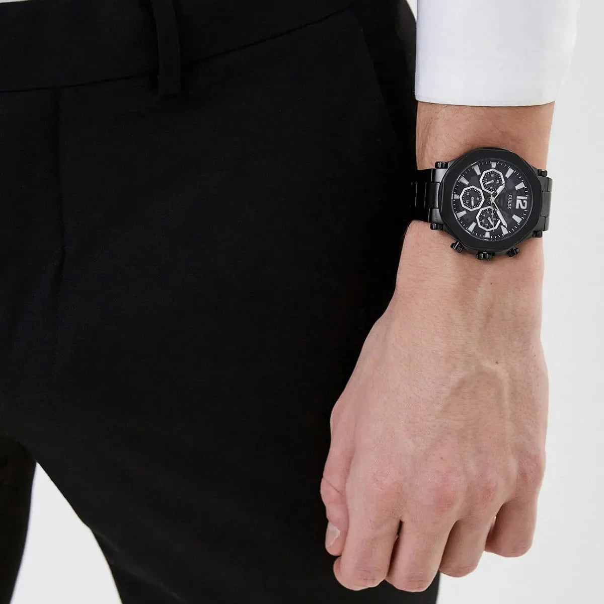  Shop Authentic Guess Edge Chronograph Black Dial Black Steel Strap Watch For Men - GW0539G3 - Luxxuri