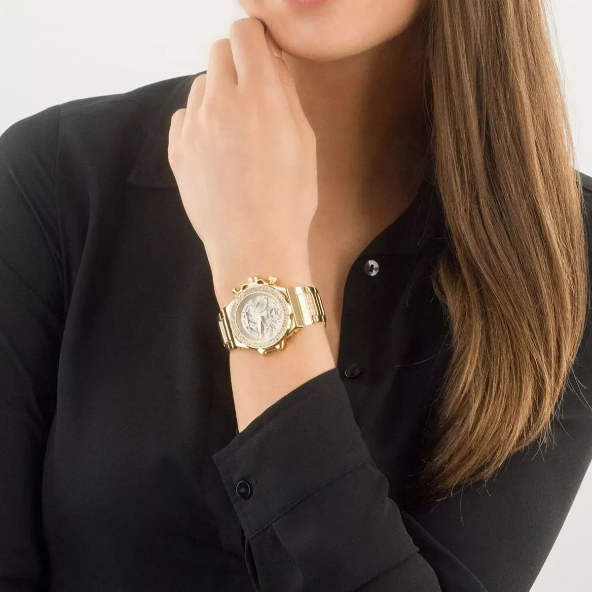  Shop Authentic Guess Fusion Chronograph Gold Dial Gold Steel Strap Watch for Women - GW0552L2 - Luxxuri